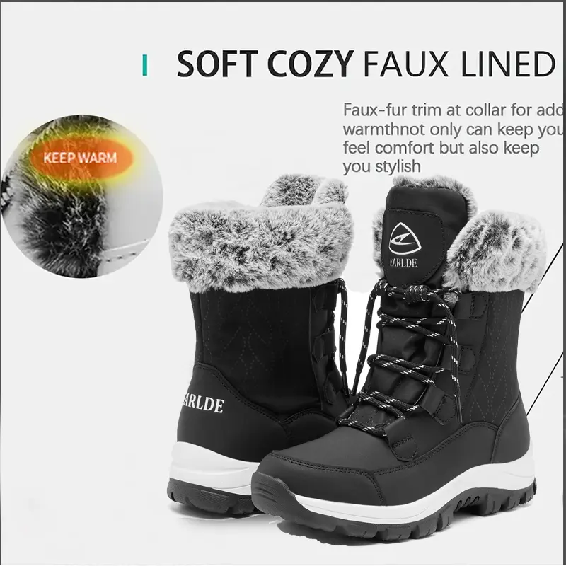 Women's Extreme Cold Weather Snow Boots High-quality Anti Slip Rubber Soled WarmMidsole Boots, Suitable For Ice And Snow, Lanes Daily And Special Occasions Lace Up Shoes(white/black), Women's Winter Boots