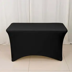Stretch Spandex Rectangle Tablecloth 48"x30" Black - Form-Fitting Table Cover