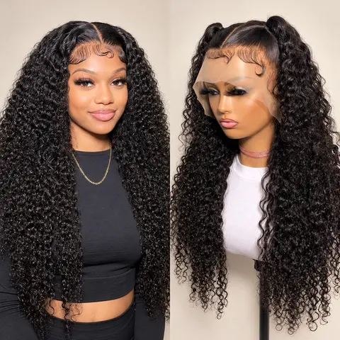 Bling Hair 13x6 Deep Wave Lace Front Wigs Human Hair Burmese Curly HD Lace Frontal Wig Pre-Plucked with Baby Hair 180% Density, Kinky Curly and Water Wave Styles, 13x6 and 6x4 Glueless Wig Options, Ready To Wear Wig Versatile Curly Hairstyles