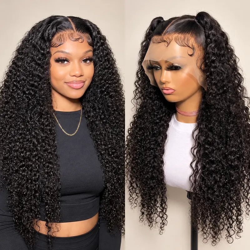 Bling Hair 13x6 Deep Wave Lace Front Wigs Human Hair Burmese Curly HD Lace Frontal Wig Pre-Plucked with Baby Hair 180% Density, Kinky Curly and Water Wave Styles, 13x6 and 6x4 Glueless Wig Options, Ready To Wear Wig Versatile Curly Hairstyles