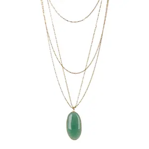 Green Aventurine Multi Strand Pendant Necklace Healing Power Gemstone Jewelry Gift for Women