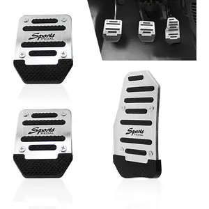 3 Car Accelerator Brake Clutch Pedal Kit, Thickened Alloy + High-Elastic Striped Rubber Anti-Slip Pedal Version, Repair Modification Accessories, for Manual Transmission Cars (Silver)