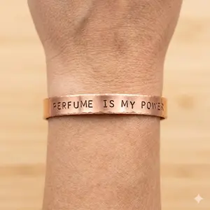 "Perfume is my power" Hand-stamped, high-quality copper bracelet