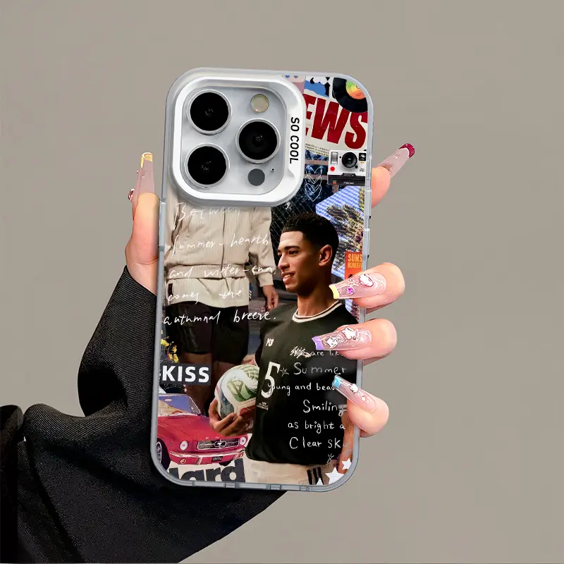 Bellingham iPhone 17 Promax Phone Case Anti Drop Case Suitable For IPhone 16 15 14 13 12 11 Xs Plus Samsung S25 S24 S23 S22 Ultra FE Acrylic Protective Shockproof Rugged Case Football, Gifts for fans