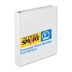 School Smart 086388 Vinyl General Purpose Round Ring View Binder- 1 In- White