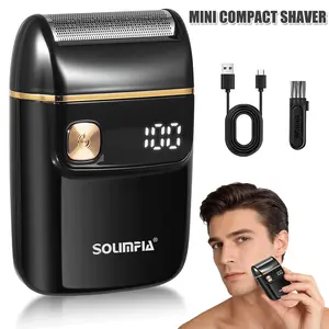 Mini Electric Shaver, Portable Travel Beard Trimmer, Independent Display, Long-Lasting Button Cell Battery, Cordless Portable Shaver,Foil shaver Daily