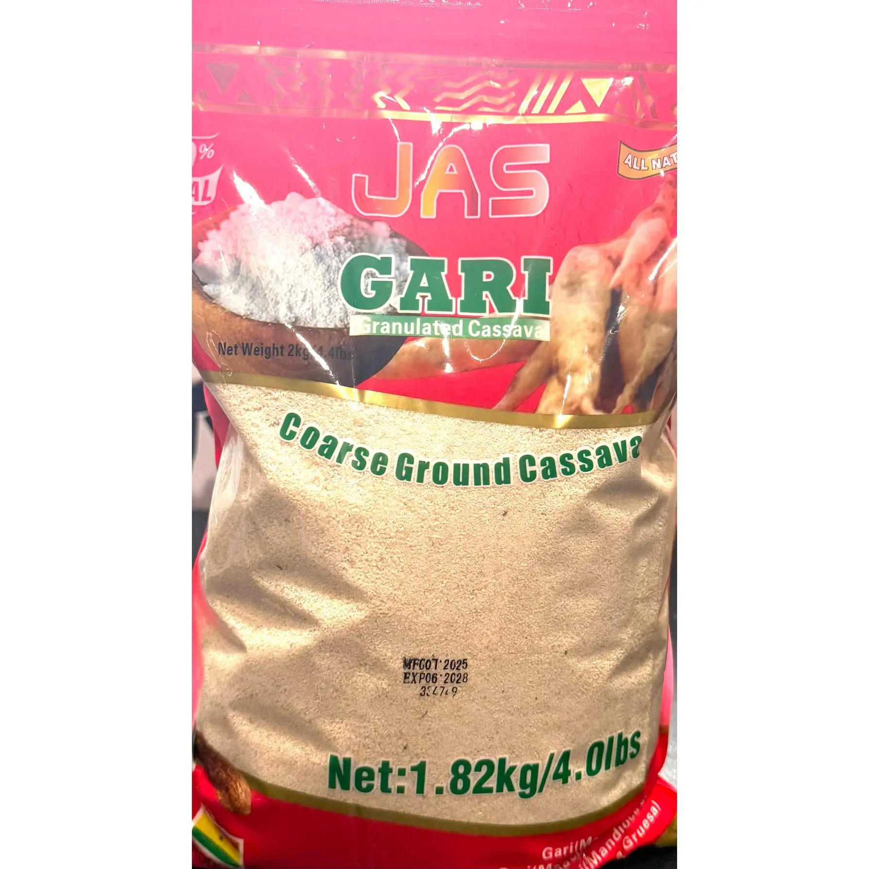 Jas White Crunchy Gari from Ghana - 4 lbs Rich Flavor Spice