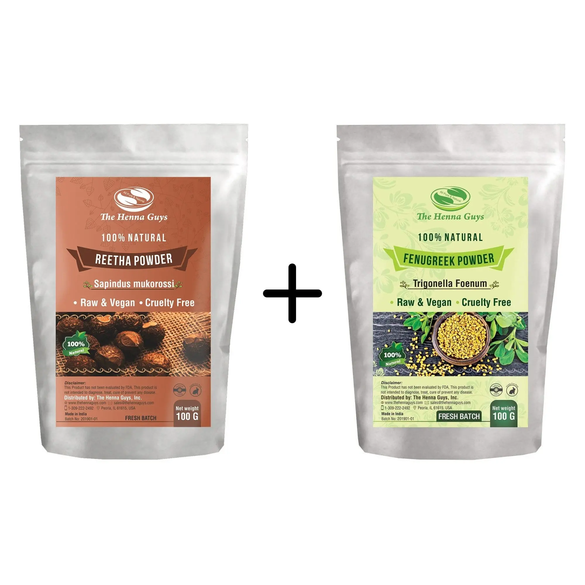 Hair Loss Remedy & Anti-Dandruff Combo - Fenugreek & Reetha Powder Natural Hypoallergenic Strengthening Hair