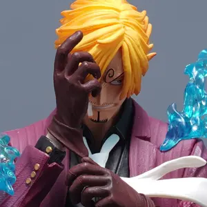 Sanji Figure Anime Collectible Statue, Western Devil Style Blue Flame Effect, Cartoon Accessories Display Piece, Figurine Collection Item, Collectible Figure Decor