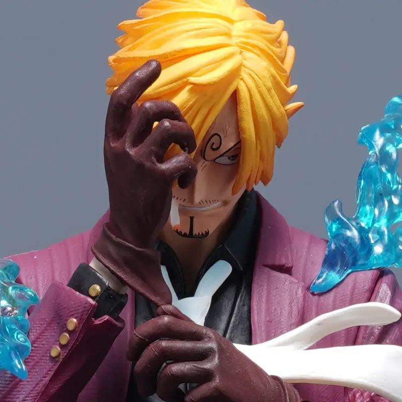 Sanji Figure Anime Collectible Statue, Western Devil Style Blue Flame Effect, Cartoon Accessories Display Piece, Figurine Collection Item, Collectible Figure Decor, Collectible Pvc Figure, Character Figurine
