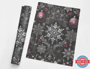 Gothic Christmas Wrapping Paper, Elegant Holiday Gift Wrap, Dark Festive Wrapping Sheets, Goth Holiday Gift Packaging, Gift Wrap