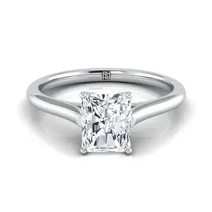 Cathedral Comfort Fit Solitaire Radiant Engagement Ring Setting in Platinum