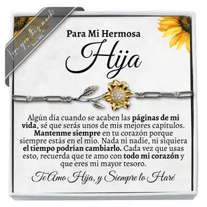 Love You This Much Reglaos Para Mi Hija, Pulsera de Girasol, Pulseras Para Madre e Hija, Reglaos de Cumpleanos Para Hija, Reglao de Graduacion