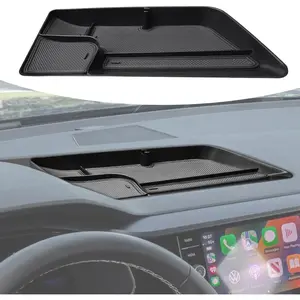 Interior Dashboard Storage Compatible with Taos 2022 2023 2024 Accessories, Taos Dash Mounted Organizer Tissue Holder Tray Box ABS Black