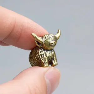 Vintage Brass Miniature Bull Figurines | Solid Brass, Decorative Miniature Ornaments for Tea Tables and Various Room Types, No Electricity Required