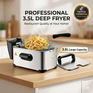 No More Soggy Fries! 3.5L electric industrial deep fryer  2000W fast heating, 110V US plug, 60–200℃ temperature control,  , stainless steel basket and lid. Extra- convection cooks evenly for perfectly crispy results every time.