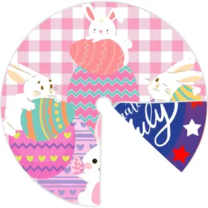 Easter Tree Skirt 4th of July Tree Skirt 36 Inch  Flag Day Memorial Day Double Sided Print Mat Independence Day Easter Christmas Holiday Party Decoration