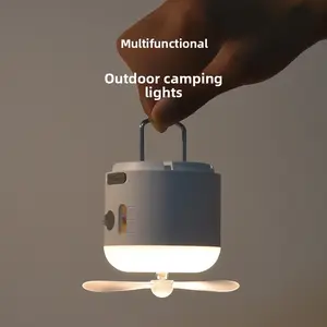 New Outdoor Rechargeable Camping Light, LED Lighting, Spray Cooling, Fan Circulation, Multifunctional Camping Lamp & Ambient Tent Light