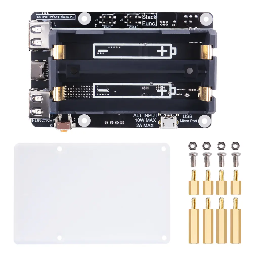 52Pi UPS V5 Power Supply Uninterruptible UPS HAT for Raspberry Pi, Support 18650 Battery Charger Power Bank Power Management Expansion Board 5V for Raspberry Pi 5/4B/3B+/3B/2B/B+/B/A+/A