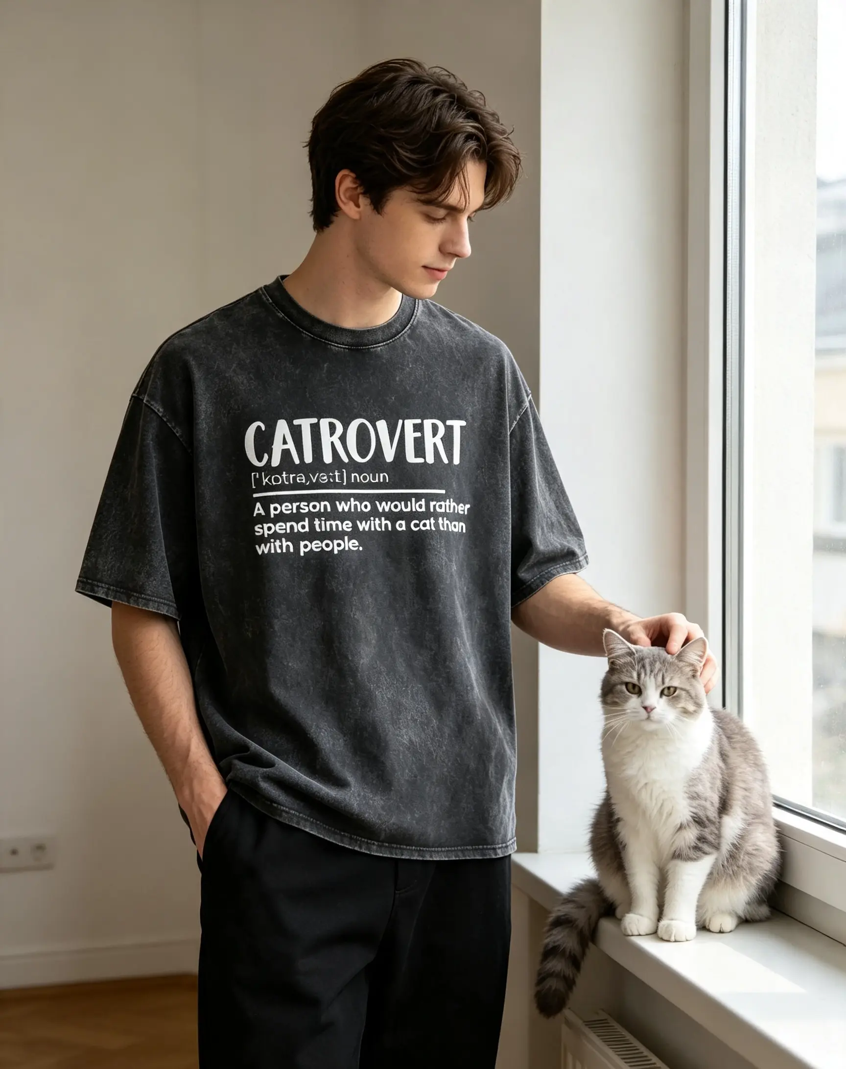 Catrovert T-Shirt, Gift for Cat Lovers, Funny Cat Shirt, Introvert Gift, Cat Mom Gift, Cat Lover Shirt, Animal Lover Shirt