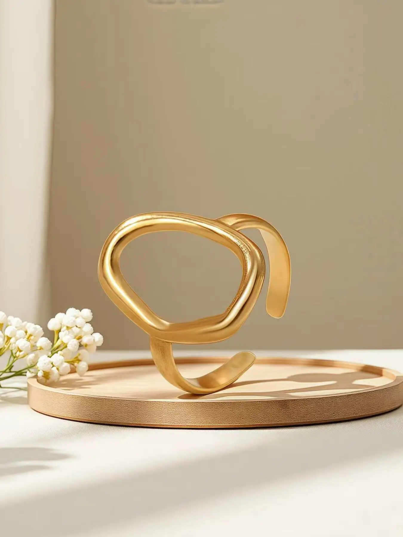 1 Retro Asymmetrical Hollow Geometric Ring, Adjustable Stainless Steel Fashion Ring with Simple O-Shape Design, Jewelry for Easter, Perfect for Festive Gift-Giving