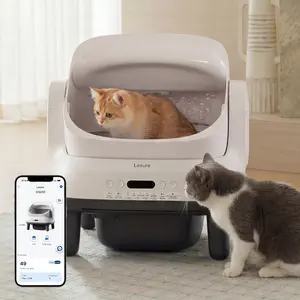 Lesure Self Cleaning Litter Box - Open-Top Automatic Cat Litter Box with APP Control & Anti-Pinch Sensor, for 3.3~18 lbs Cats, Odor Control, Includes 2 Sifters & 1 Roll Waste Bags