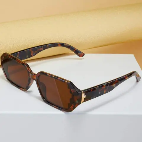 Women's Trendy Casual Leopard Pattern Geometric Frame Sunglasses for Everyday Use, Fashion Accessories for Outdoor Activities, Fashionable Frames Sunglasses, Summer Trendy Sunglasses, Street Style Shades, Stylish Sunglasses, Trendy Styling Sunglasses