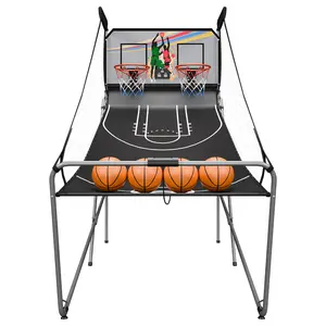 SuperDeal 2-Player Arcade Basketball Game: Foldable Double Hoop with 8 Competition Modes, LED Scoring & 4 Basketballs