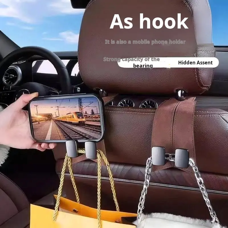 Car seat back suede hidden hook car rear multi-functional universal car seat back storage hook creative hidden unobtrusive load-bearing strong durable good-looking improve the tidiness of the car car storage artifact small hook