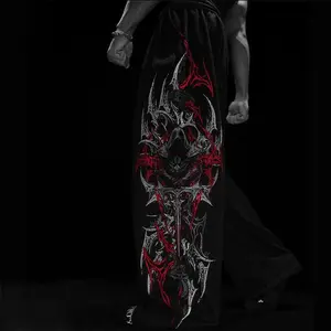 Dragon Smoke Skeleton Print Hoodie and Pants Set Unisex Fleece Lined Streetwear Clothes Menswear