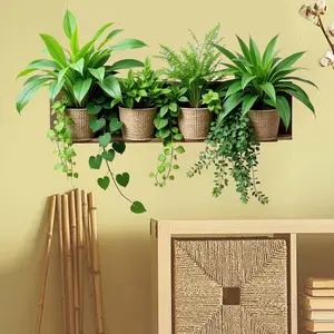 Fresh Potted Plant Wall Sticker, Scratch-Resistant Self-Adhesive Aesthetic Wallpaper, Natural Plant Decal for Home Decor