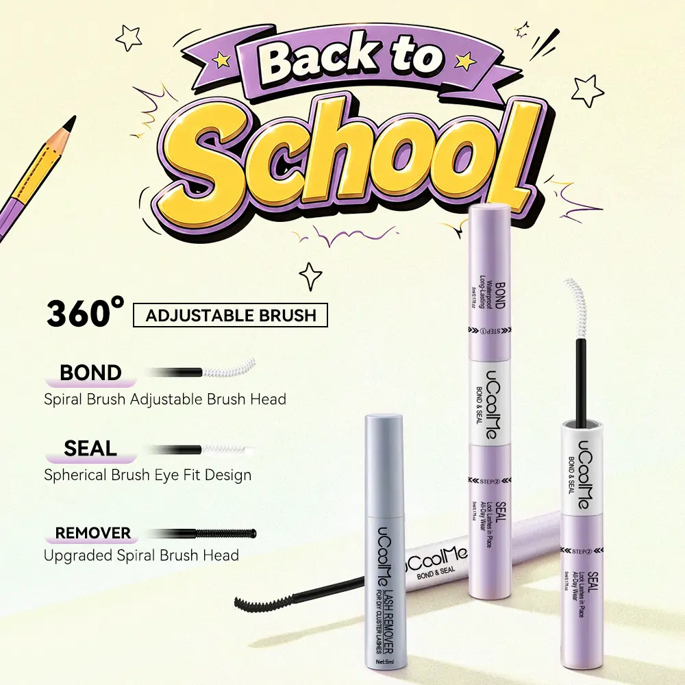 UCOOLME Lash Bond and Seal DIY Kit with Remover, 24H Strong Hold Waterproof Lash Glue for DIY Eyelash Extensions, Latex-Free Formula, Includes Remover, Remover Included, Lash Glue And Bond,sunscreen,back to school