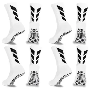 4/6 Pairs white/black cotton Men's Soccer Socks, Soccer Non Slip Socks for Men and Women, Yoga Socks, Non Skid Training Athletic Sock for Indoor Outdoor Beauty & Personal Care