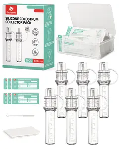Colostrum Collector Kit Breast Milk Collector 6ml,Reusable, Heat & Freezer Resistant, BPA-Free, with Cotton Cloth Wipe, Storage Case, Cleaning Brush