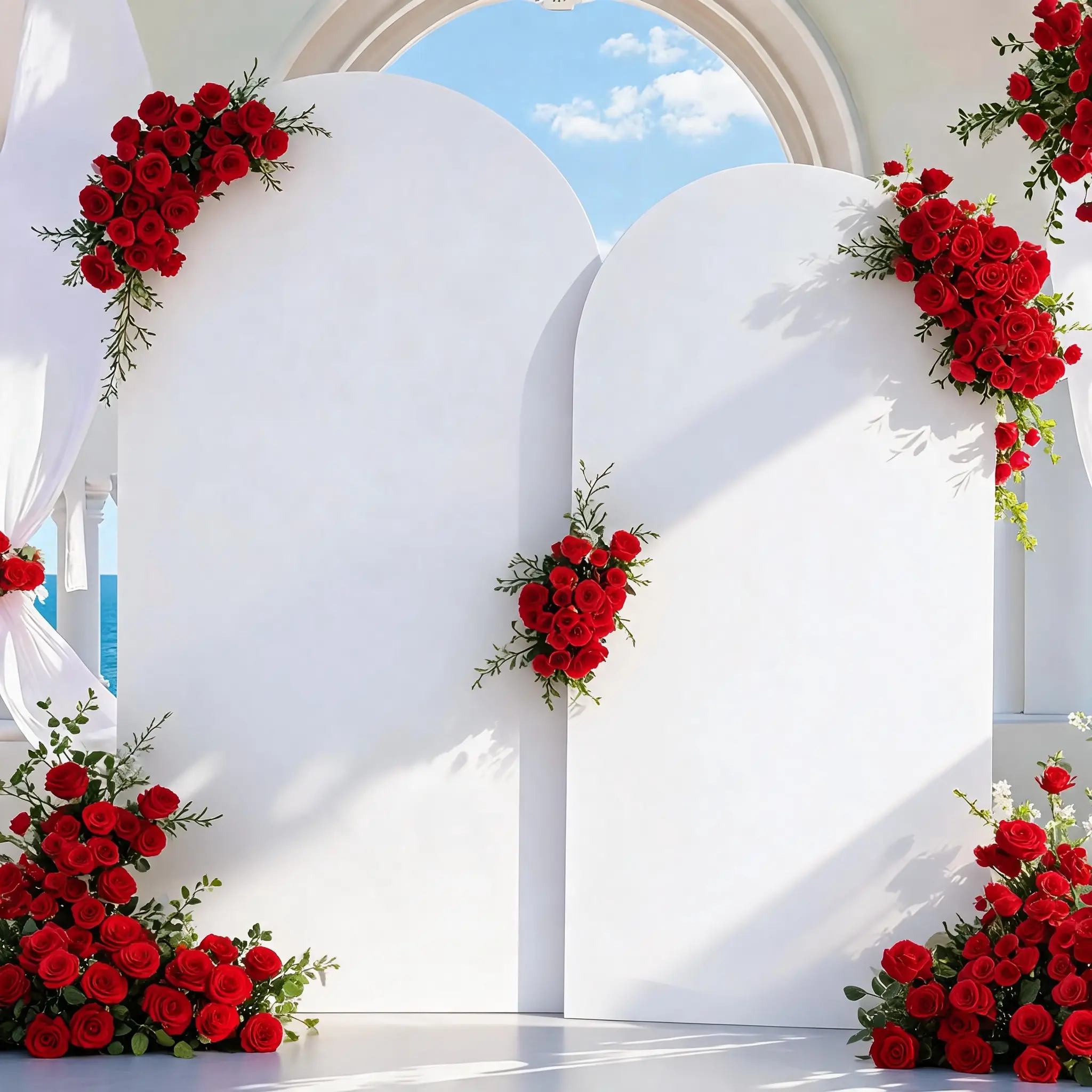 Stretchy Spandex Elastane Arch Backdrop Cover Set - 7.2ft Metal Party Stand, Elastic Fit Round Top Cover for Wedding, Birthday Party Decor