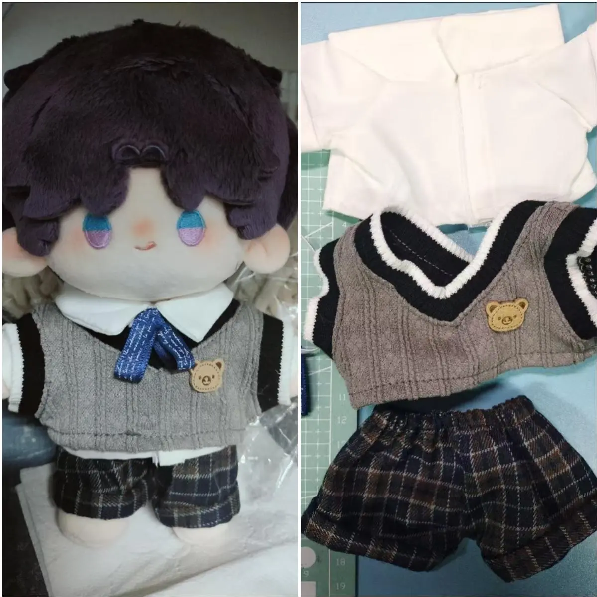Love and Deepspace 20CM Doll Clothes Suit Chinese Style Tops T-shirt Coat Vest Pants Set Cotton Plush Toys Clothing Accessories