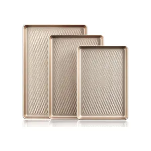 Copper Chef 3-Piece Customizable Sturdy Steel Baking Tray Set - Kitchen Baked Goods Non-Stick Thick Lightweight Bakeware Kit, Oven-Safe Professional-Grade, Bonus Recipes, Food Storage Containers, Glass Oven-Friendly Oval Pan (Mother's Day Gifts)