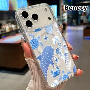 Magnetic Phone Case for iPhone 17 16  Pro Max Plus 15 14 13 12 11 Air E Oceanic Dreamscape  Printed Clear Acrylic All Coverage Cover Support Wireless Charging