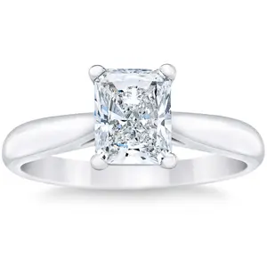 Platinum 1 Ct Radiant Cut Diamond Solitaire Engagement Ring Lab Grown