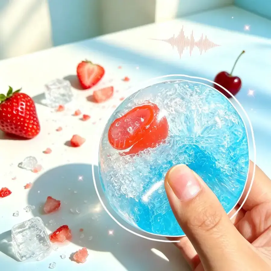 Halloween Frosted Fruit Slush ASMR Squishy｜Cherry Pineapple Kiwi Coconut Oil Crunch Slow Rise Fidget Toy 6*6cm Handmade DIY Squeeze Stress Relief Collection