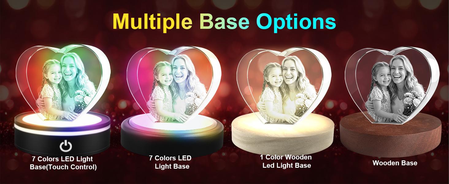 Iceberg K9 3D Laser Engraved Custom Photo Crystal Frame, Touch Control Multicolor LED Light Base, Personalized Family & Pet Memory Keepsake Ornament, Sentimental Desktop Home Decor Gift for Mom, Dad, Lovers, Birthday & Anniversary