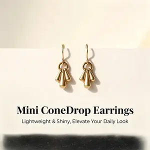 Mini cone tassel earrings, delicate small pendant hook earrings, minimalist everyday versatile jewelry.