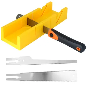 4-Piece Miter Box and Saw Set, Japanese Hand Saw for Precise Miter and Bevel Cuts, Mitre Box with 3 Mitre Saws for DIY, Crafting, Furniture Making