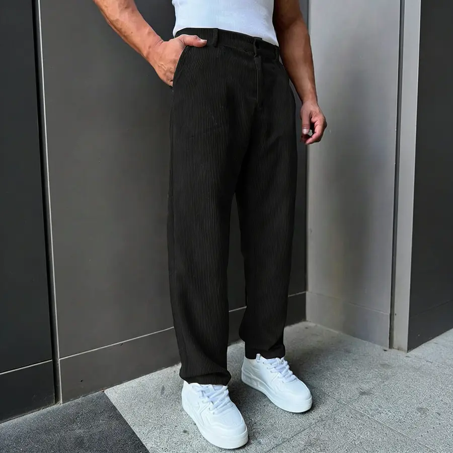NERCAMN Men's Spring Corduroy Straight-Leg Dress Pants, Business Casual  Loose Fit Versatile Solid Color Trousers for Men - TikTok Shop