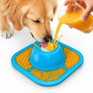 【2026 Upgraded】 Slow Feeder Dog Bowls Lick Mat for Liquid, Anti-Slip Dog Lick Bowl with Interactive Dog Toy Rolling Ball, for Large Medium Small Breeds Dietary Supplement/Post-op Nutrition