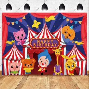 Cartoon Plim Children's 1st  Party Decoration Baby Shower Cute Pig Rainbow Custom Vinyl Background Banner Photo Studio Props