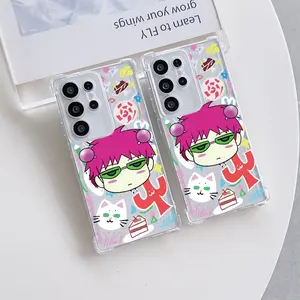 Saiki Kusuo's cute kitten Phone Case Suitable for Samsung Galaxy S25 S24 A37 A57 A56 A26 A36 A17 A07 A55 A35 A06 A05 A14 A24 A34 A54 A16 A05S A25 A15 A04E A04 S23 S22 S21 S20 FE Ultra Plus Edge 4G 5G Anti Fall Transparent Soft Back Cover