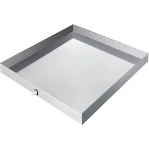 VEVOR 32 x 32 x 2.5 Inch Washing Machine Pan 18 GA Thickness 304 Stainless Steel Heavy Duty Compact Washer Drip Tray with Drain Hole & Hose Adapter
