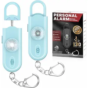 Personal Safety Alarm Keychain for Women 2PCS -130 dB Loud Siren with SOS Strobe Light, Flashlight, Double Speakers, Safety Defense Key Chain for Girls Kids Elders Emergency Call springtok