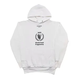 Balenciaga World Food Programme Logo Hooded Sweatshirt Off White Black